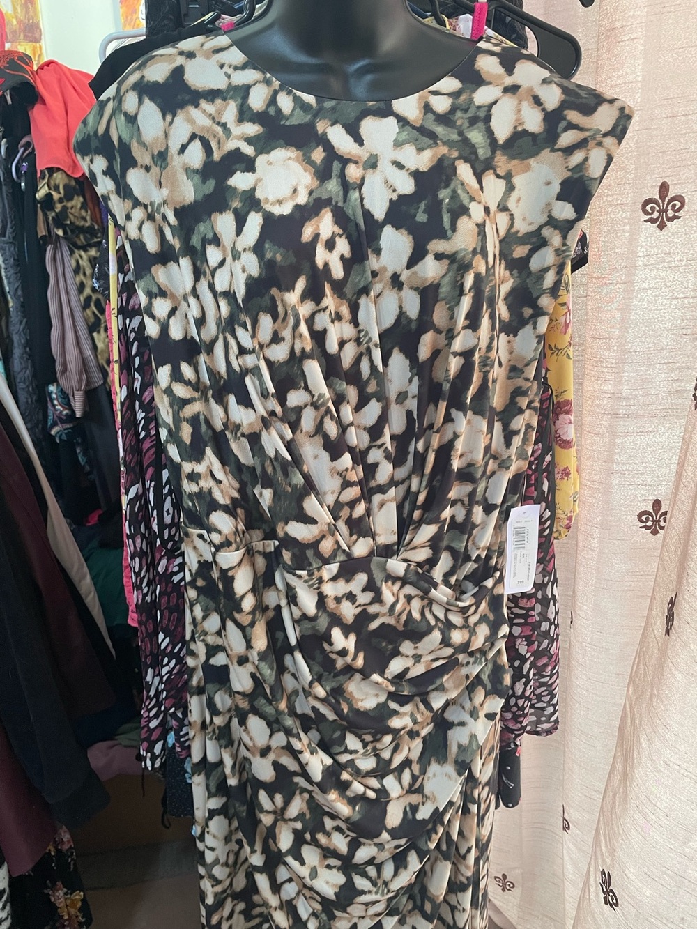 NWT Premier Amour Plus Size 16W Black Feline Animal Print Dress JCPenney